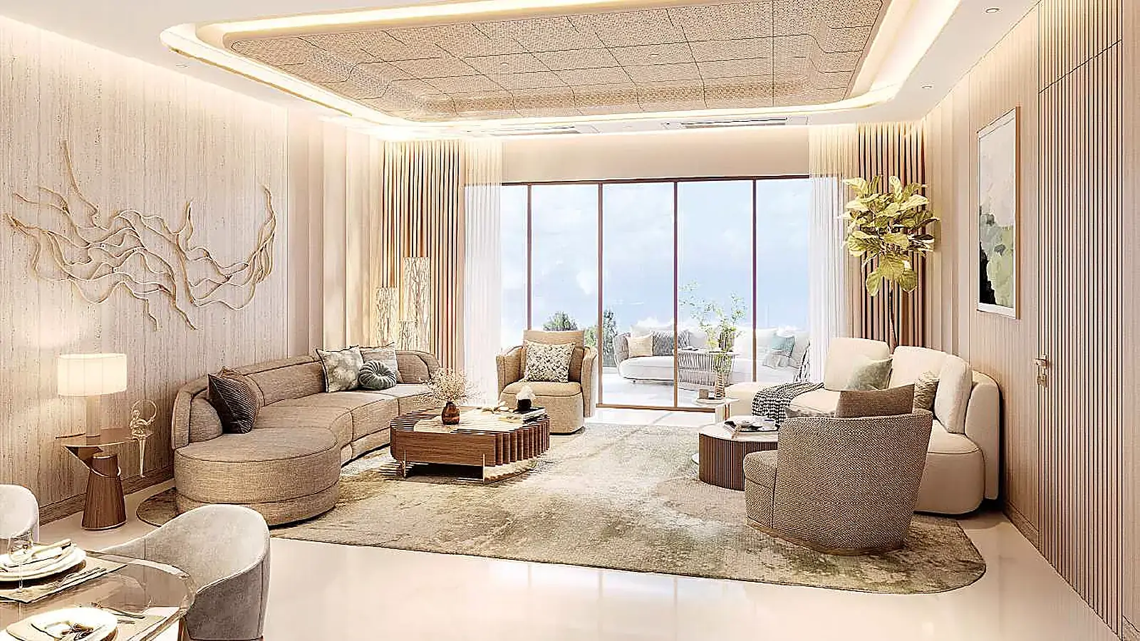 Living room of the show apartment (artist's impression)